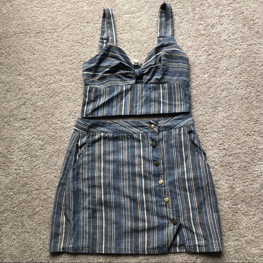 Super Cute Striped Two Piece Set